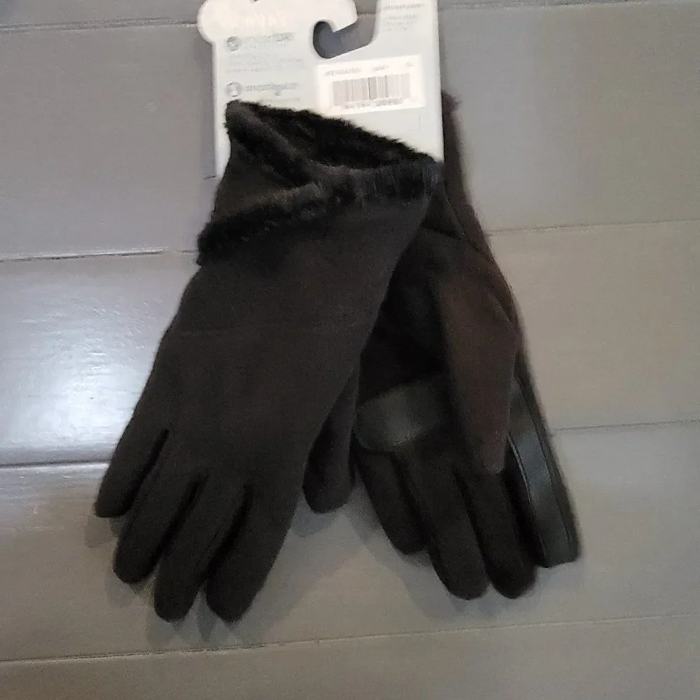 Isotoner Women Lined Recycled Stretch Fleece Water Repellant Gloves One …